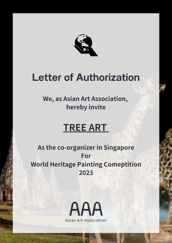 Letter of Authorization from the Asian Art Association naming TreeArt as co-organizer of the World Heritage Painting Competition 2023 in Singapore
