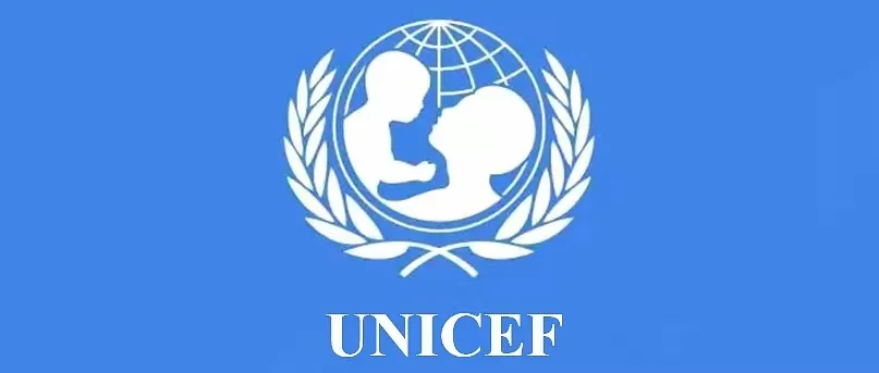 UNICEF logo on a blue background