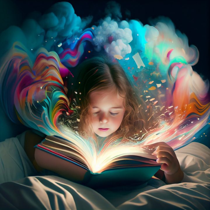 Photo illustrating a child expressing imagination and creativity through art