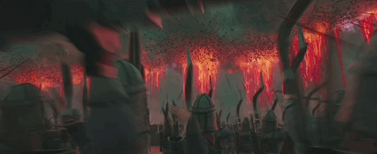 Animated battle scene from Nezha 2 filled with countless celestial soldiers and demon warriors