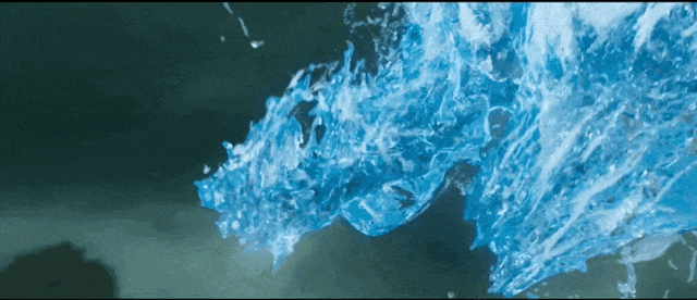 Animated close-up from Nezha 2 showing finely simulated water droplets and flame movement