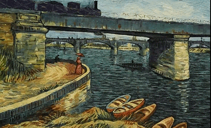 Animated still from Loving Vincent showing a scene painted in the style of one of Van Gogh's original works