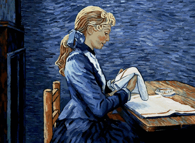 Animated still from Loving Vincent capturing the film's immersive, painterly world