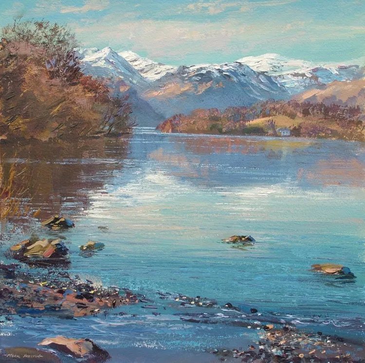 Painting demonstrating the distinct color effect of a different material, such as watercolor or acrylic