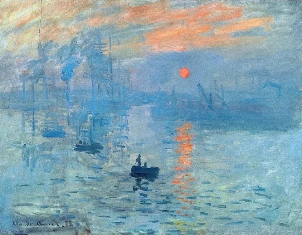 Impressionist painting using short, bright brushstrokes to capture natural light
