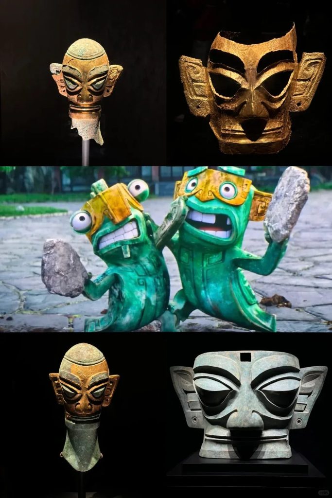 Scene from Nezha 2 blending mystical Sanxingdui imagery with traditional Taoist motifs