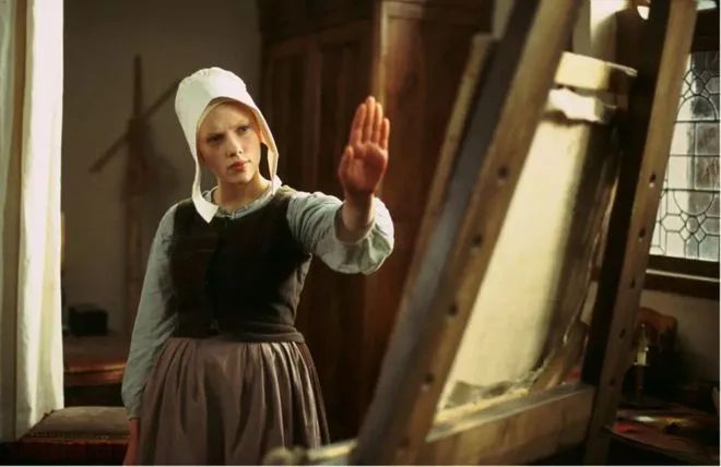 Film still from Girl with a Pearl Earring set in Vermeer's studio