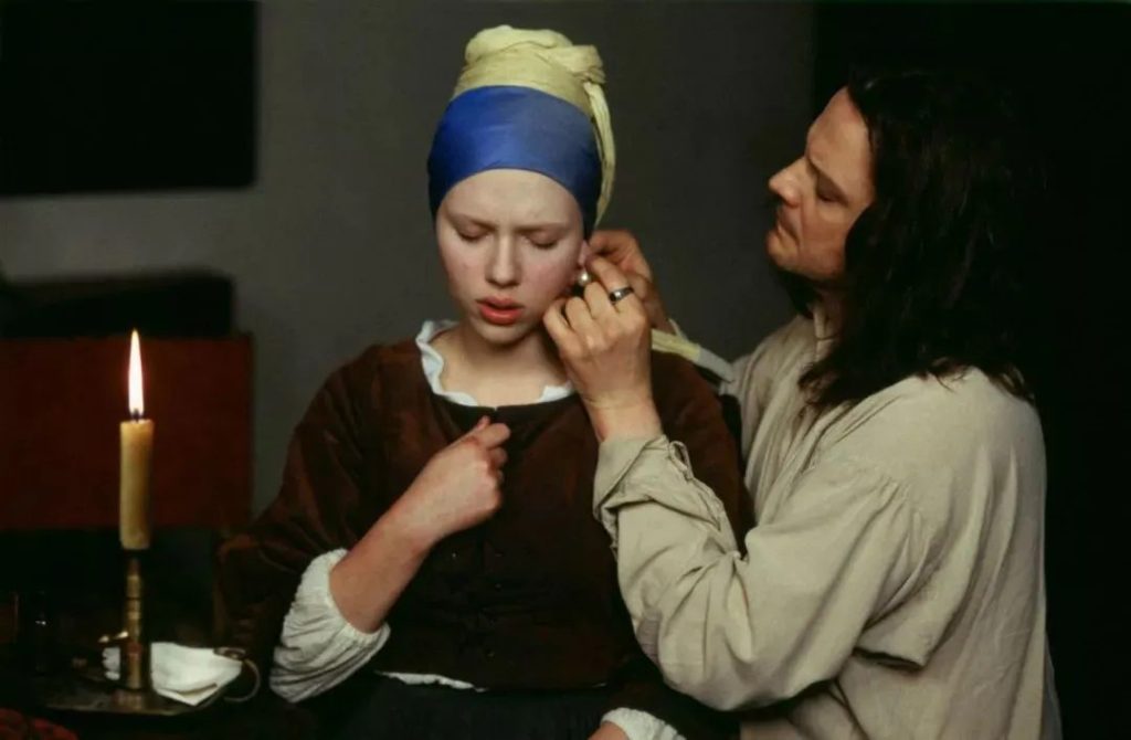 Film still from Girl with a Pearl Earring closing out the film's painterly visual style