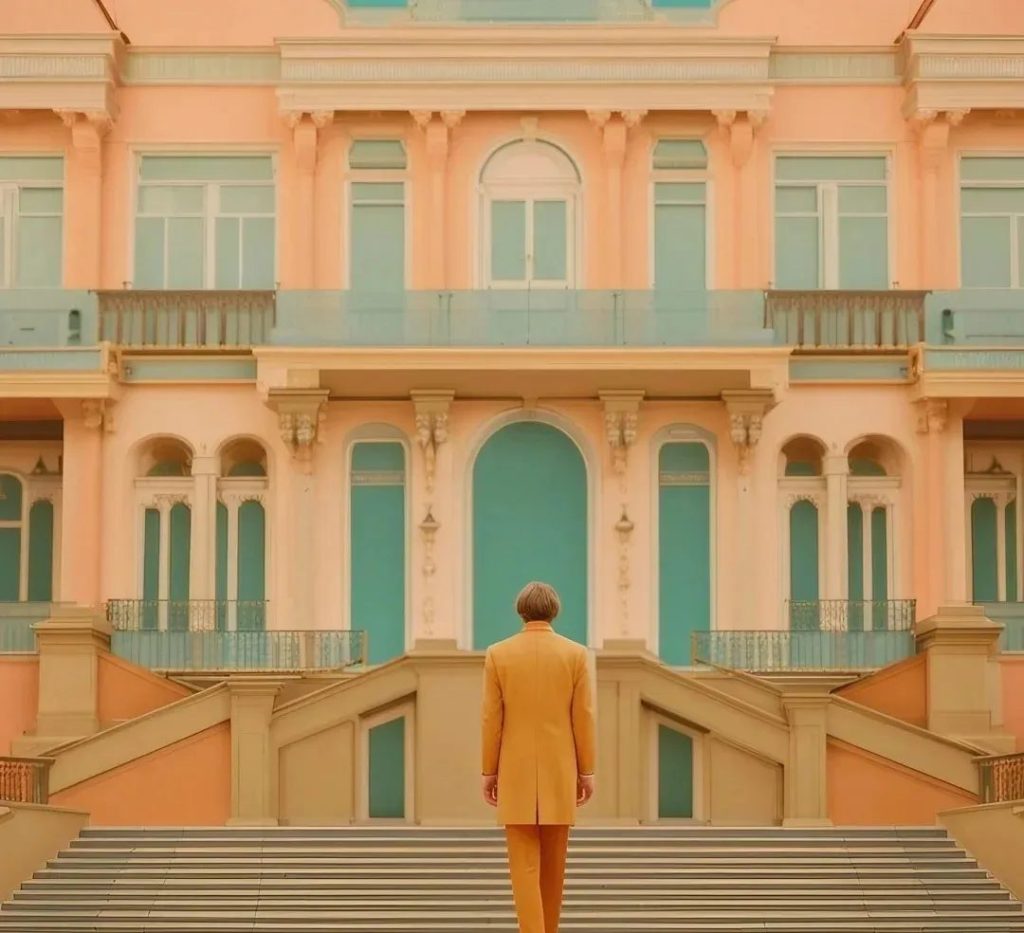 Still from The Grand Budapest Hotel using a frame-within-frame composition