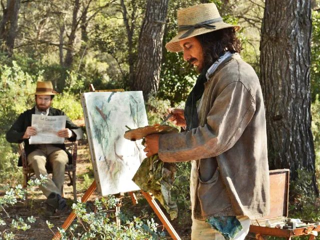 Film still from Cézanne and I contrasting Zola's realism with Cézanne's romantic view of art