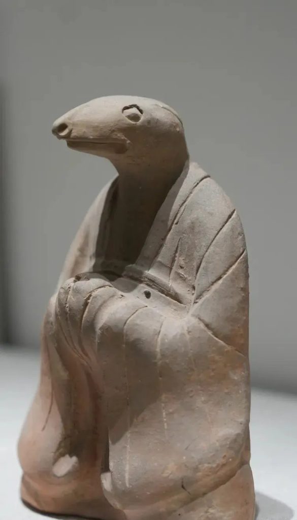 Terracotta zodiac tomb figurine displayed alongside others in the museum's set of the twelve zodiac generals