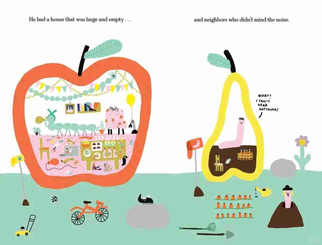 Illustration from Noemi Vola's picture book The Wonderful Party of the Caterpillar