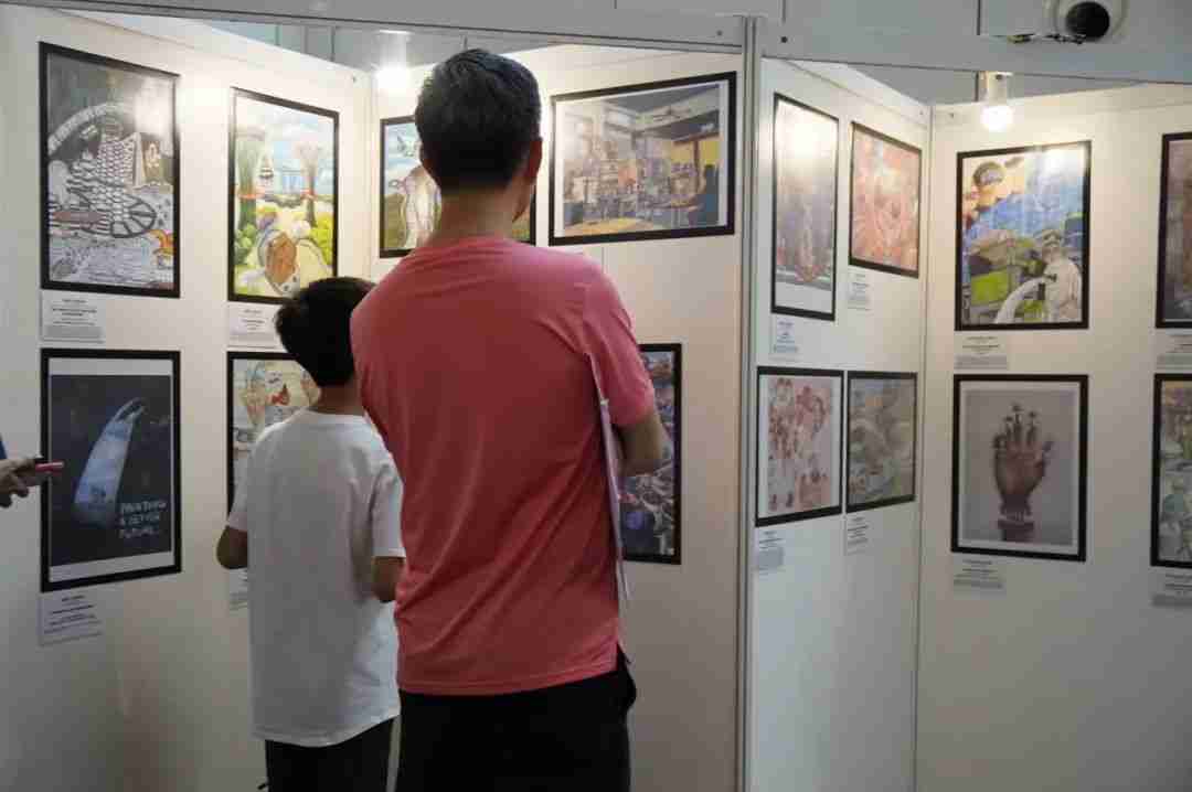 Artworks from the Our Future Canvas competition on display at United Square