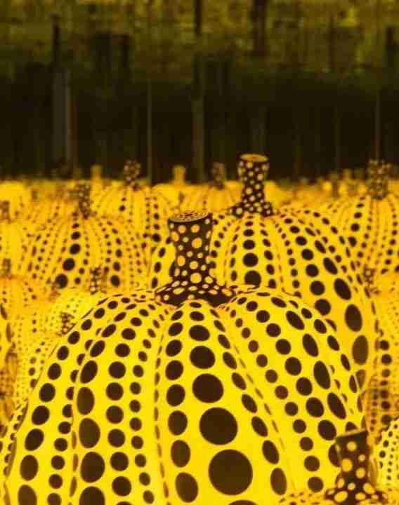 Yayoi Kusama's yellow and black polka-dot pumpkin sculptures