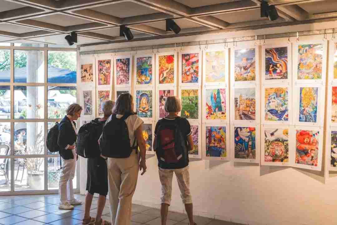 Artworks on display exploring the exhibition's "Friendship" theme