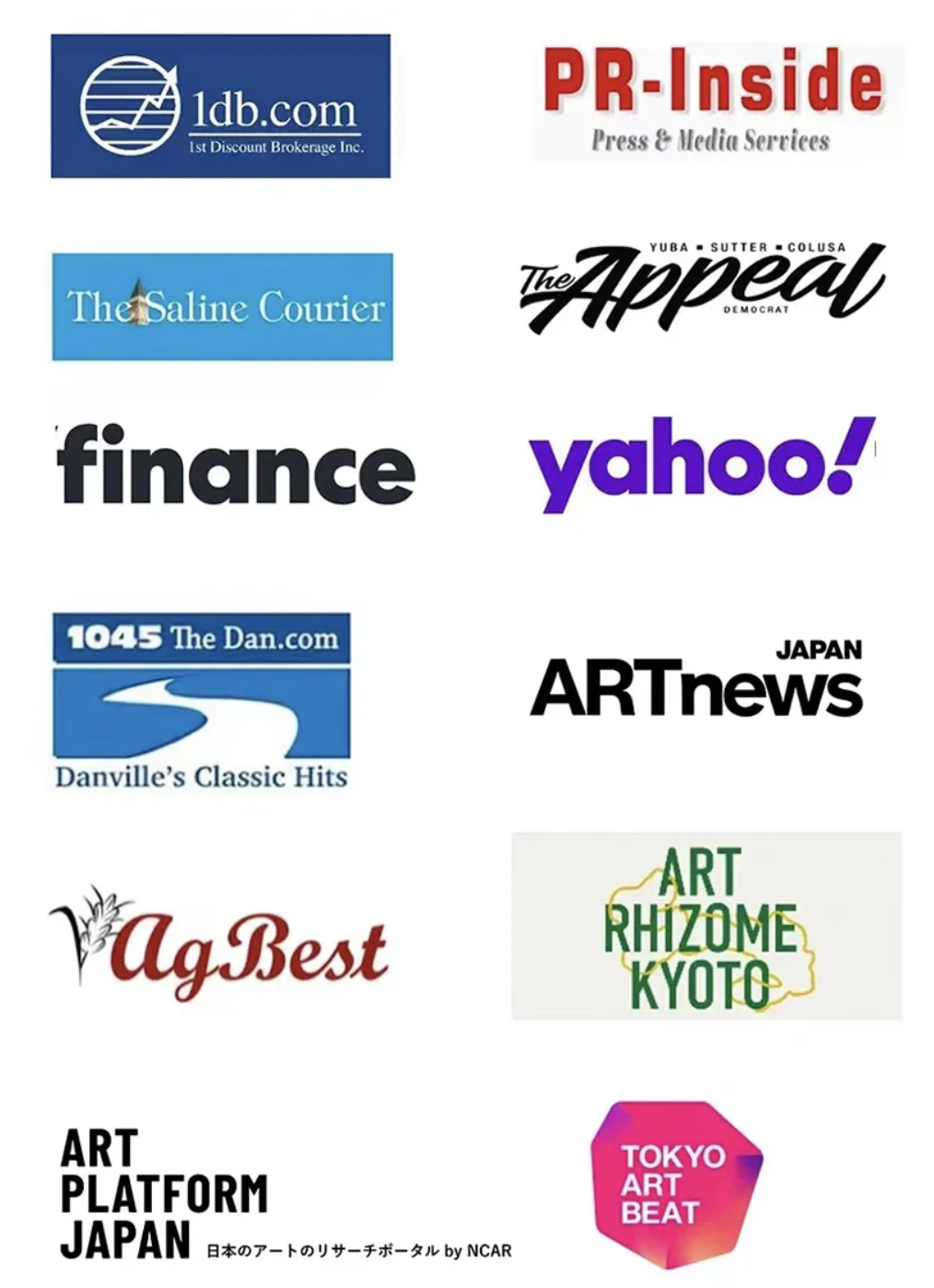 Collage of media outlets and press coverage of the ART OLYMPICS competition
