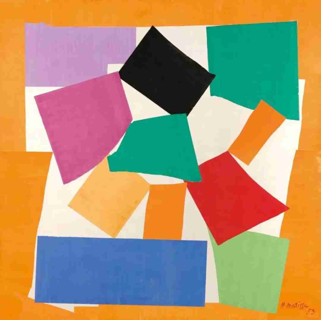 Henri Matisse's cut-out artwork The Snail, made from large blocks of saturated colored paper