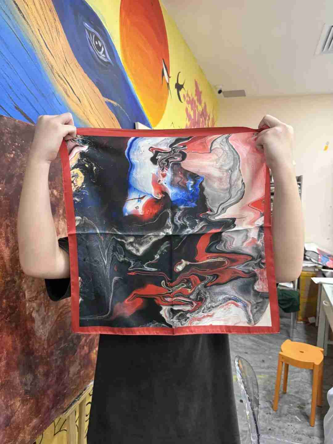 Imaginative artwork drawn by a child in the TREE ART scarf course