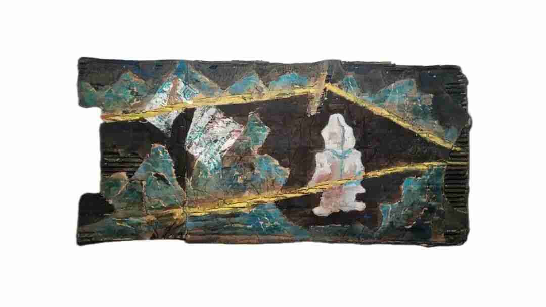 Li Fang's watercolor artwork on packaging paper, titled ‘Mama, Don't Leave Me’ (妈妈,别丢下我), 70 x 30 cm