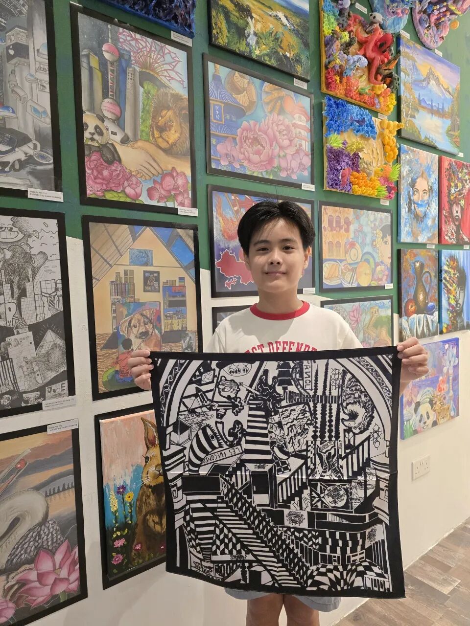 Framed silk scarf artwork celebrating a child's imagination