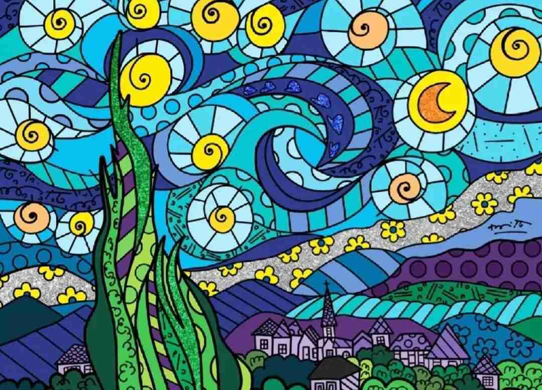 Britto's pop-art reinterpretation of Van Gogh's The Starry Night