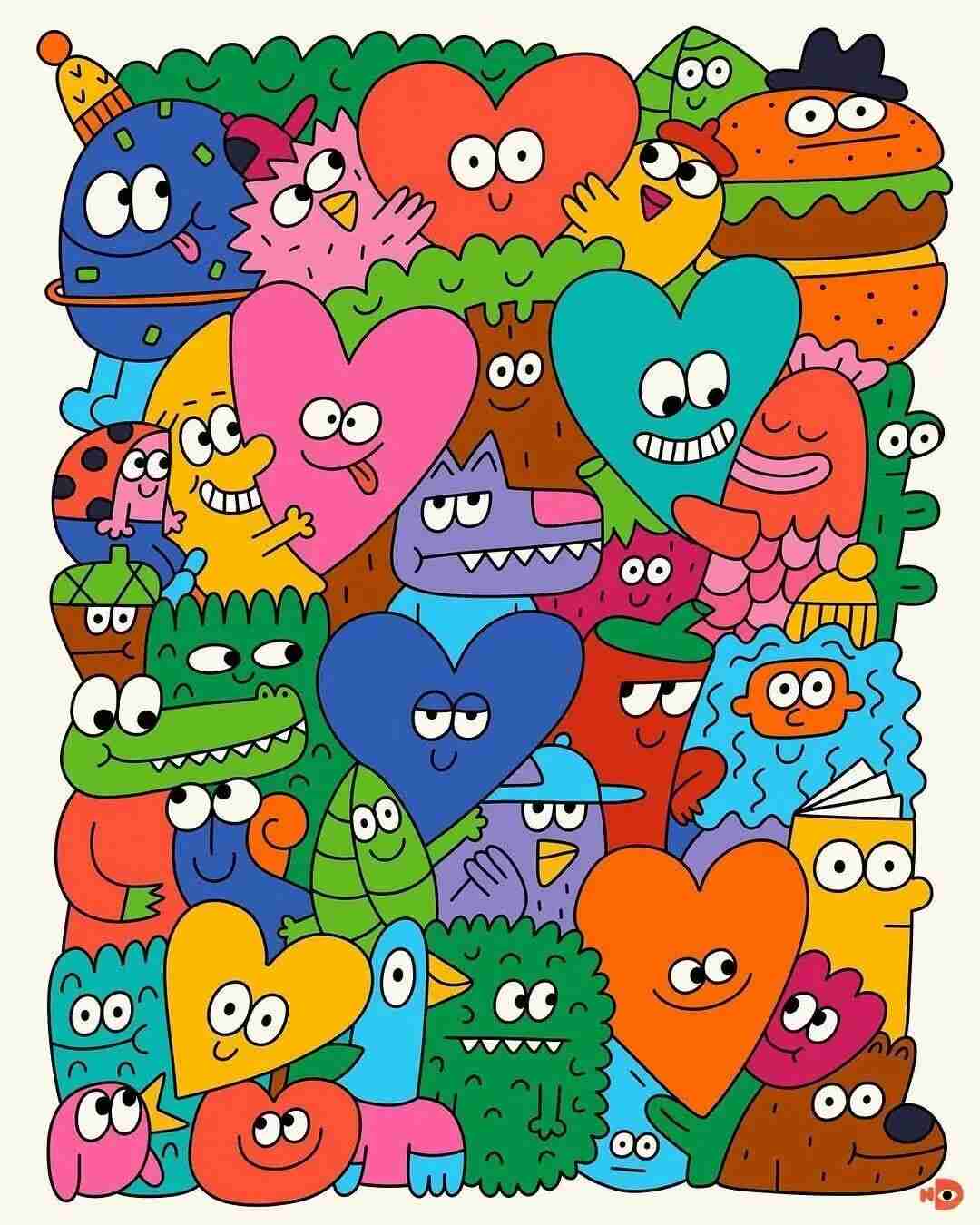 Closing illustration by Nina Dzyvulska with playful, brightly colored characters