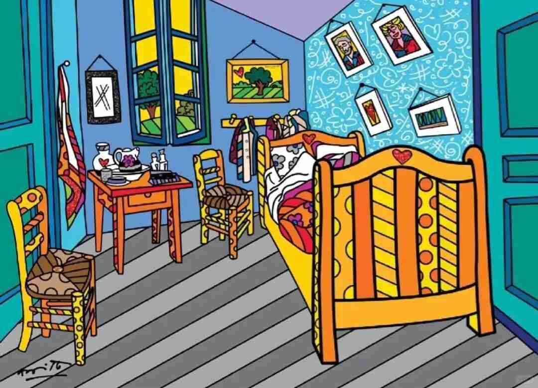 Britto's pop-art reinterpretation of Van Gogh's Bedroom in Arles