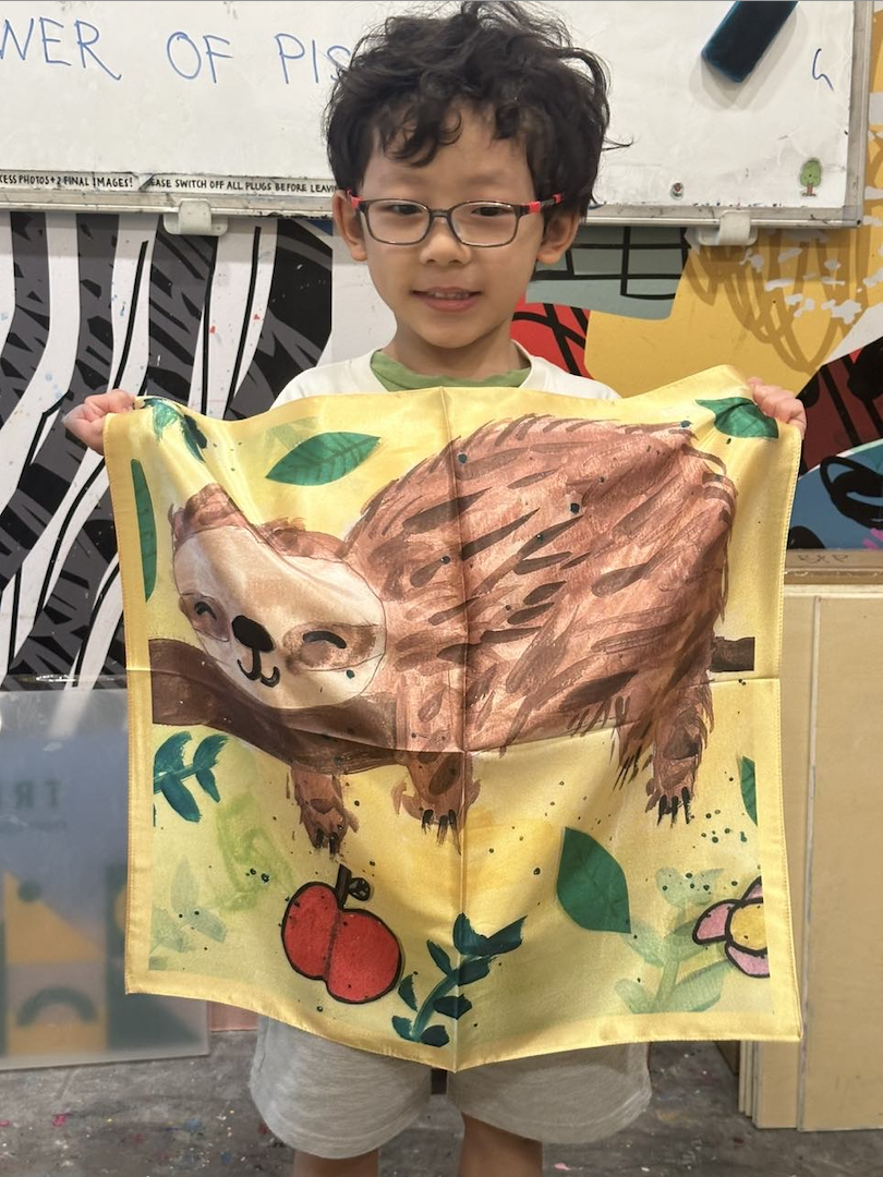 Detail of a child's silk scarf pattern created at TREE ART