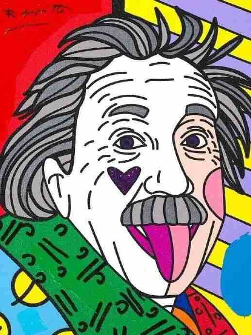 Britto's pop-art portrait of Einstein sticking out his tongue