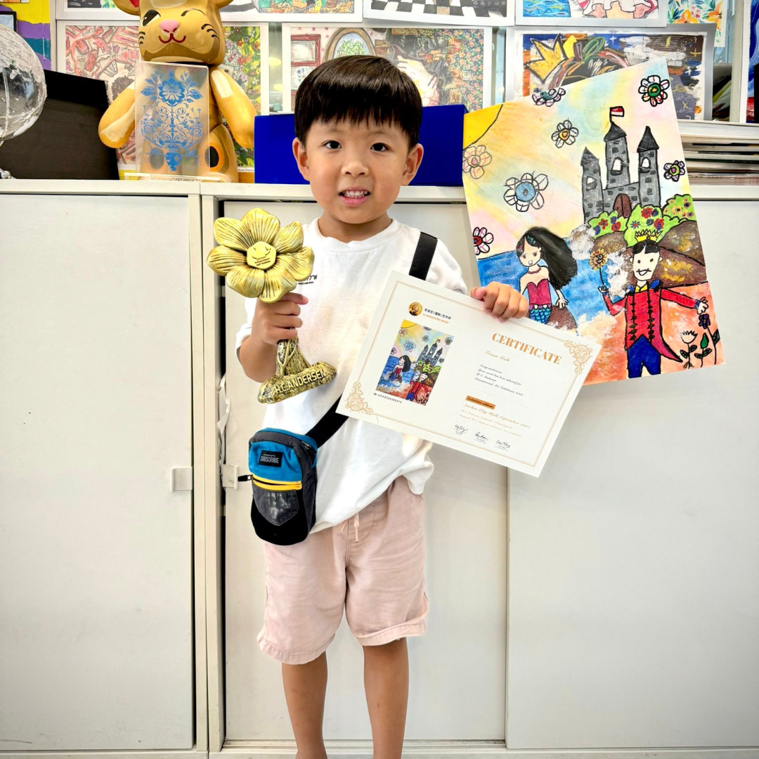 Child engaged in an art-making activity, exploring color and expression