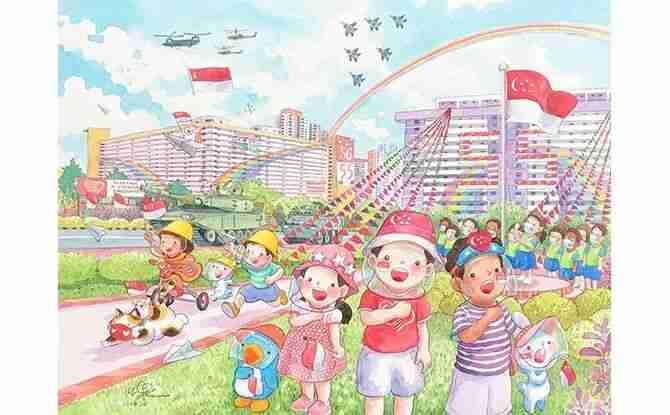 Another children's picture-book illustration by Ah Guo, drawn in his signature watercolor style.