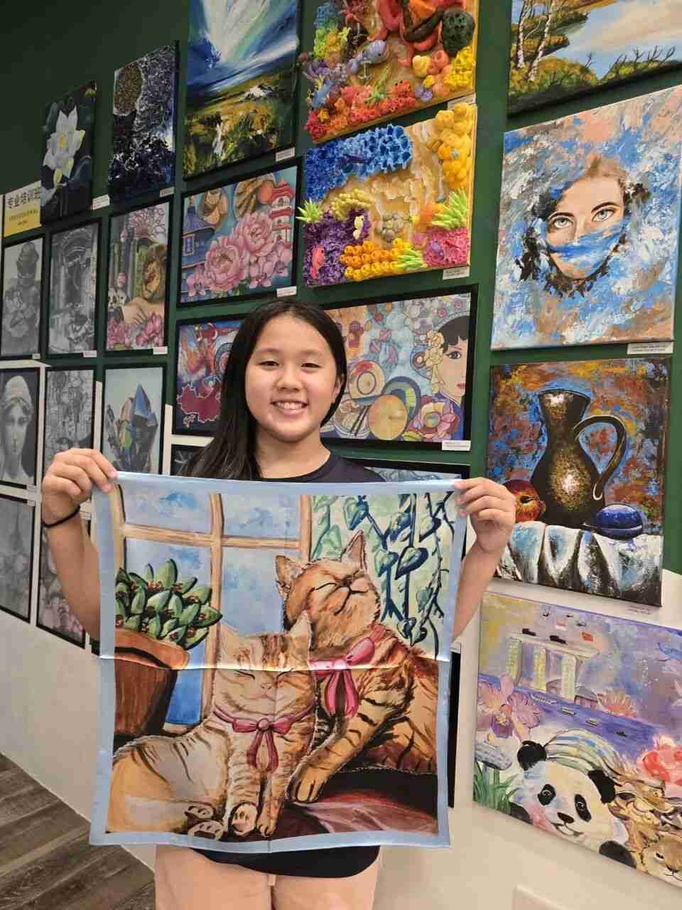 Child's scarf design displayed as a unique piece of home decor