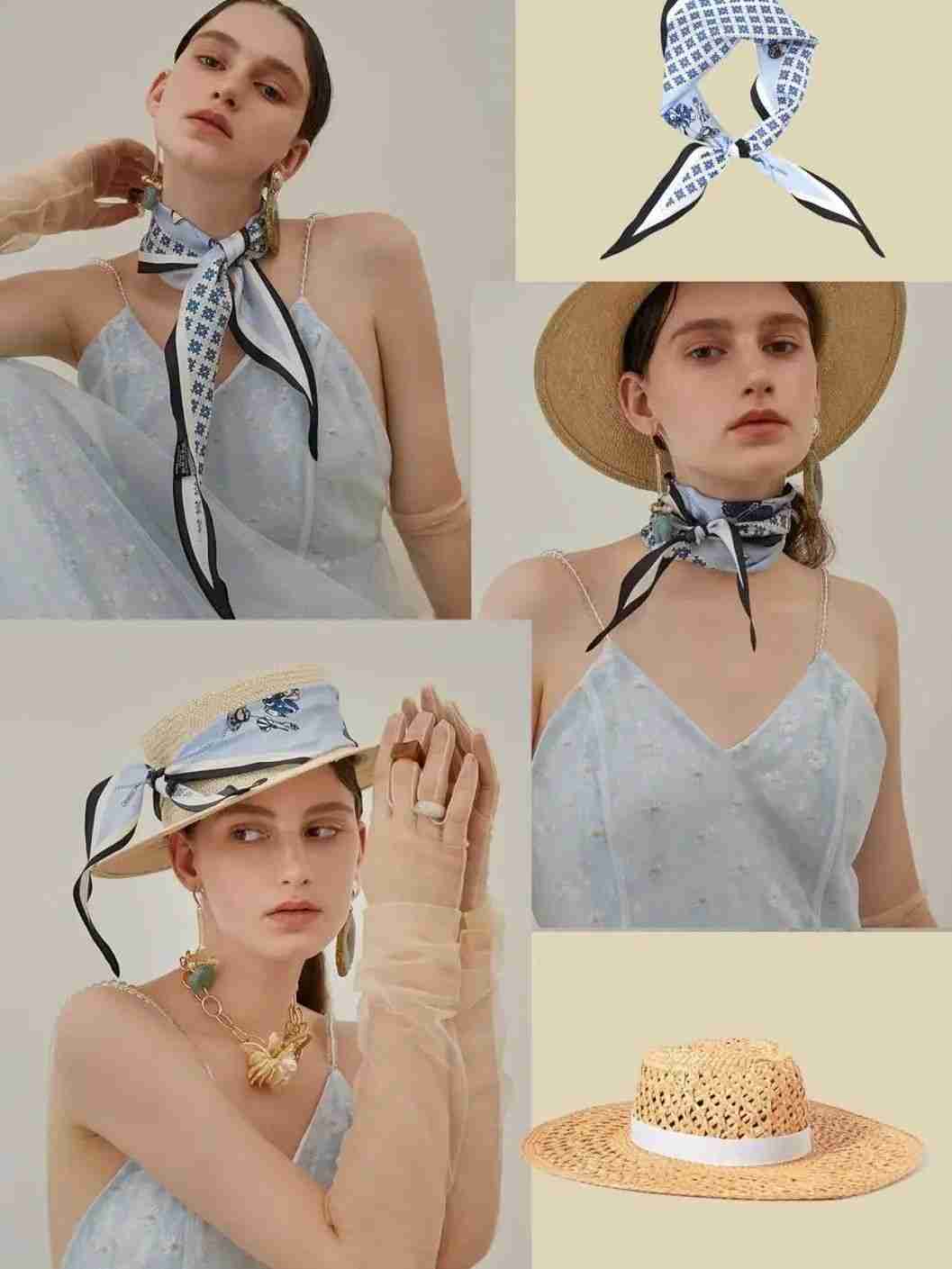 Silk scarf styled boldly as a signature fashion accessory