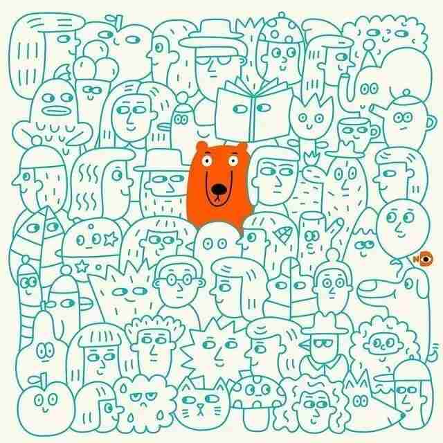Playful illustration by Nina Dzyvulska with exaggerated, cheerful character faces