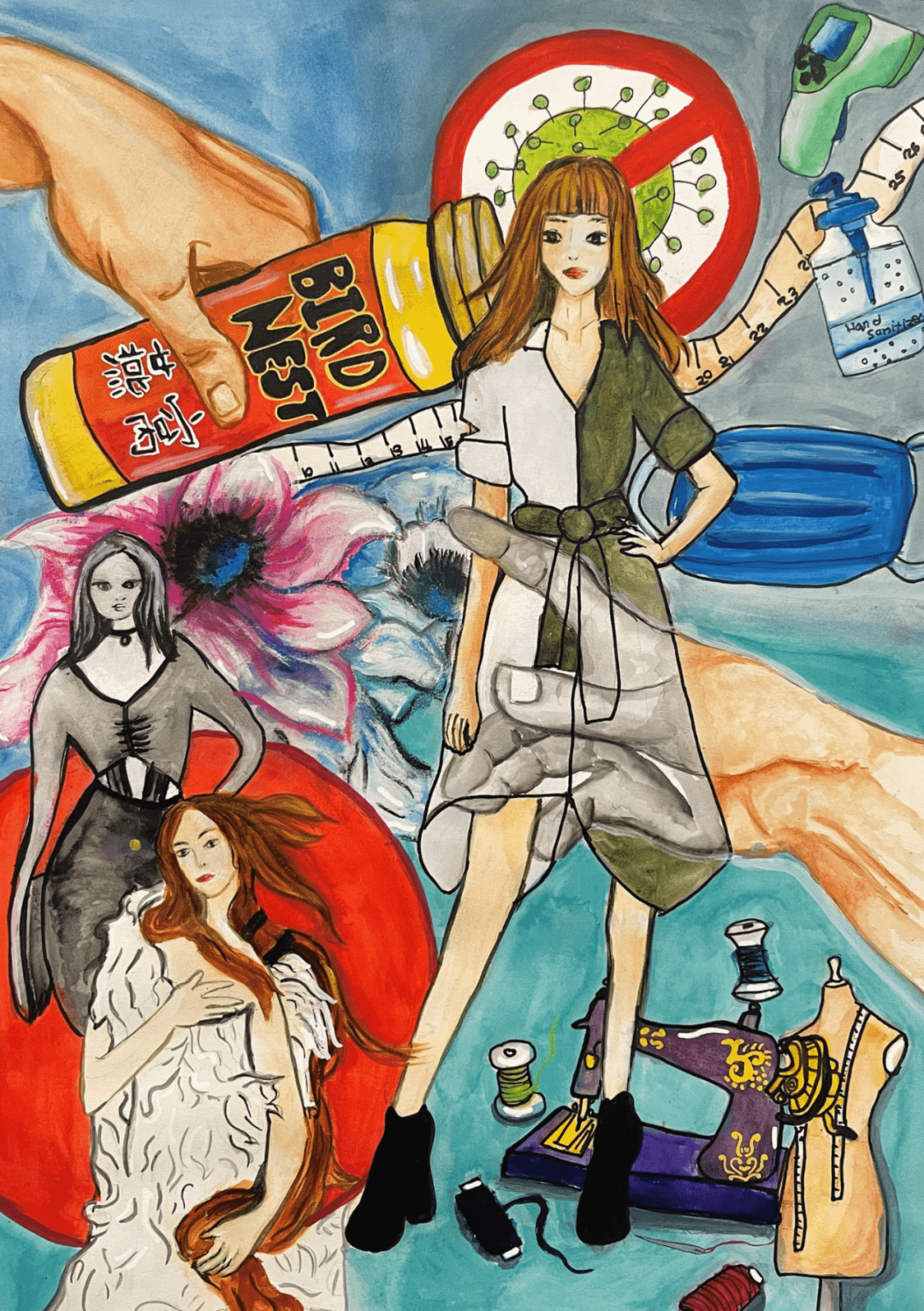 Award-winning artwork from an earlier AWESOME Art Competition capturing the spirit of a pioneering Singaporean woman