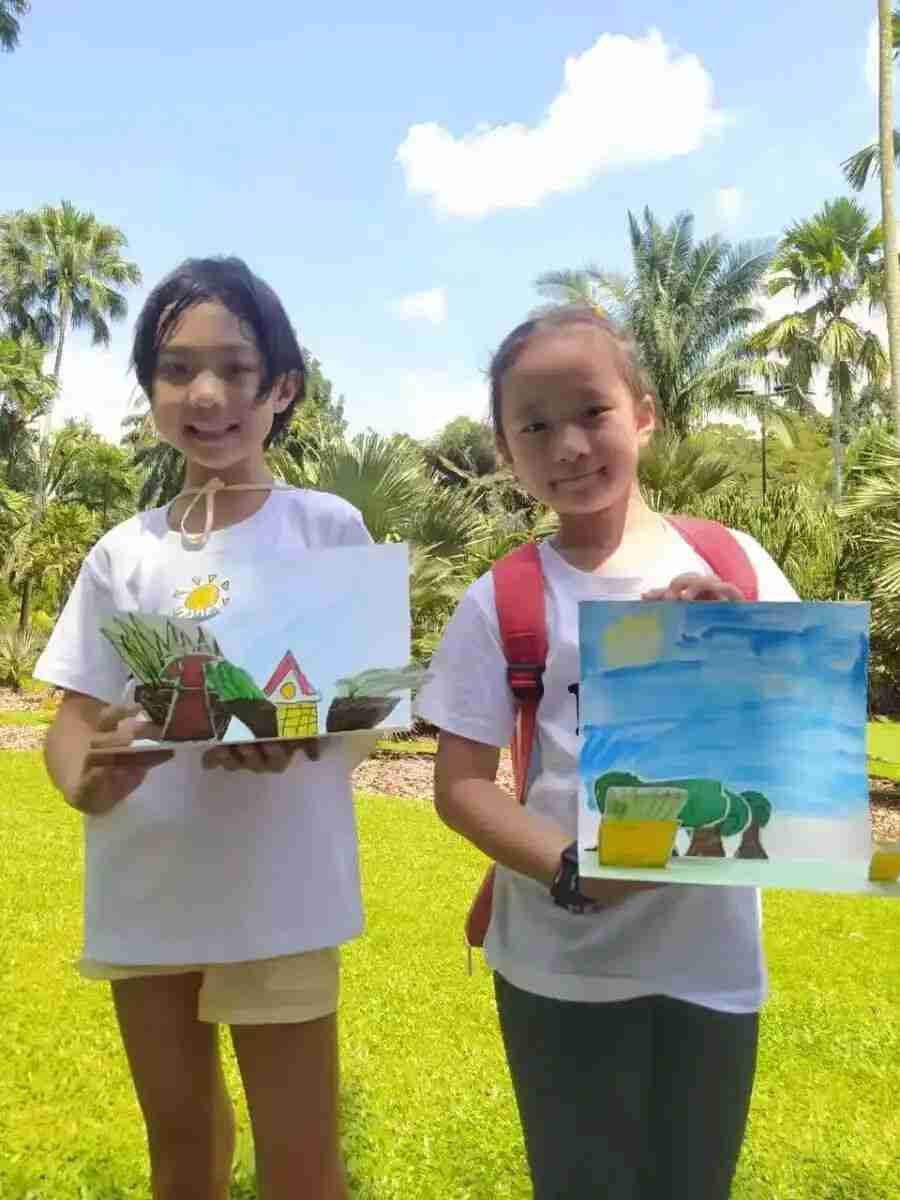 A child's innocent perspective captured on paper during outdoor sketching