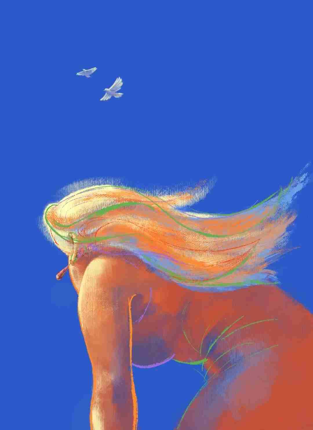 Ren Xintong's digital drawing ‘Illumined Freedom’ (璀璨的自由), 55.28 x 75.96 cm