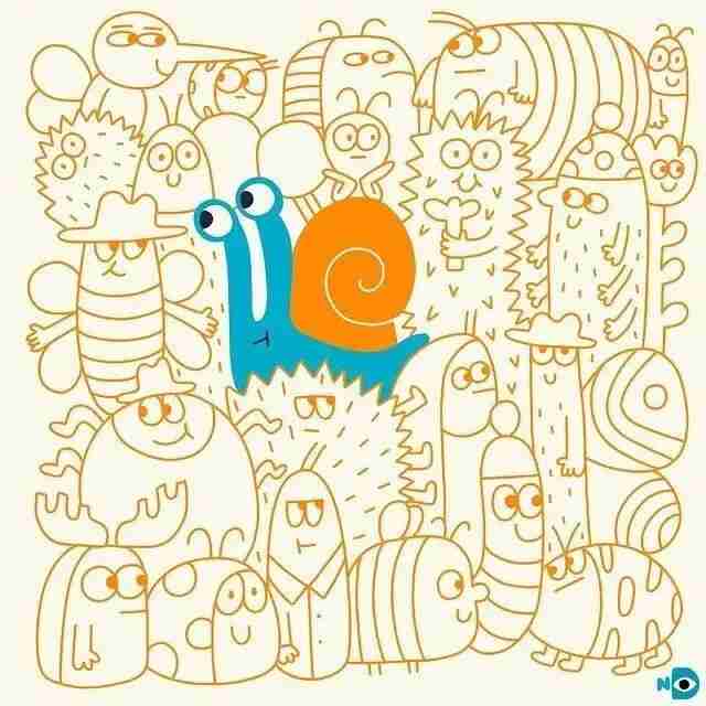 Illustration by Nina Dzyvulska packed with smiling, round-headed characters