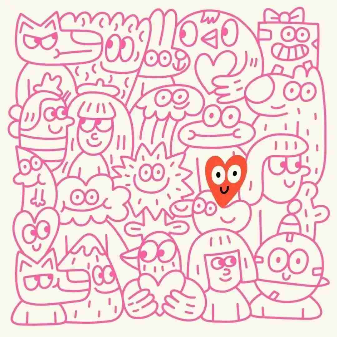 Densely composed illustration by Nina Dzyvulska in her signature saturated palette