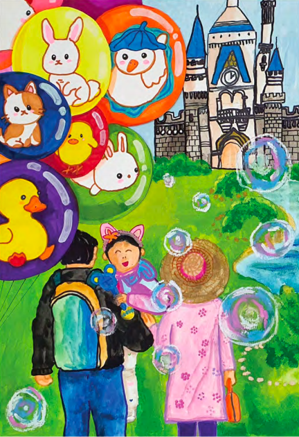 Gold Award-winning painting by Age 7-8 Group winner Victoria Dong Wei (SGP00114)