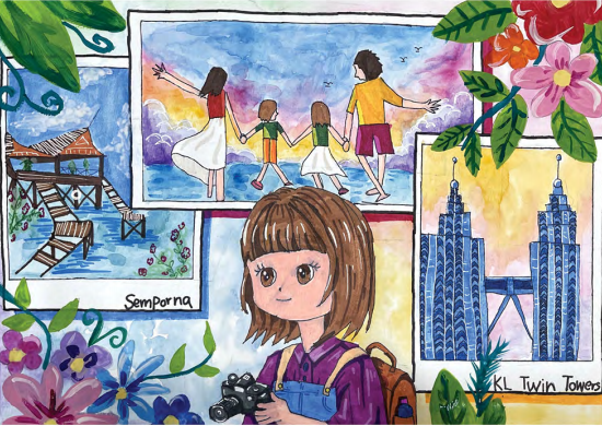 Gold Award-winning painting by Age 7-8 Group winner Por Kah Ler (SGP00241)