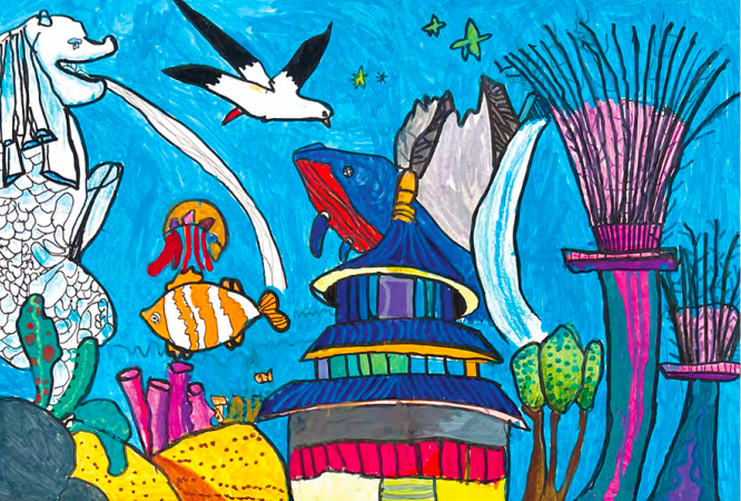 Gold Award-winning painting by Age 6 Group winner Li Yanxi (SGP00183)