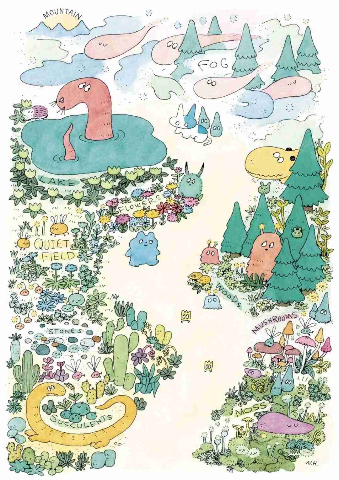 Illustration by Naoto Hidaka giving a plant or vegetable character a playful, story-like role