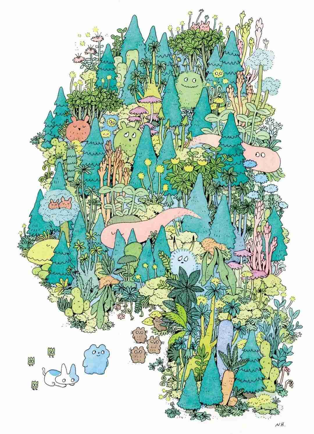 Illustration by Naoto Hidaka turning a familiar plant into a lively character