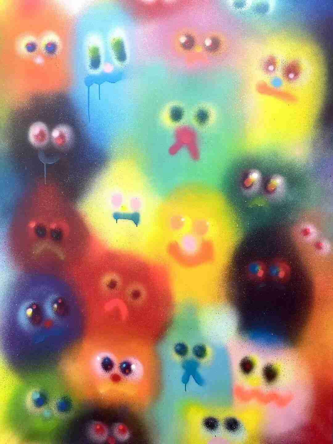 Jon Burgerman doodle artwork with soft, rounded character shapes