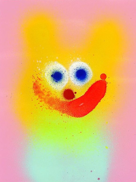 Colorful spray-paint and crayon doodle artwork by Jon Burgerman