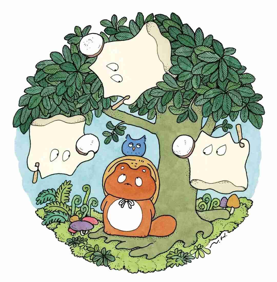 Illustration by Naoto Hidaka in his gentle, retro fairy-tale style