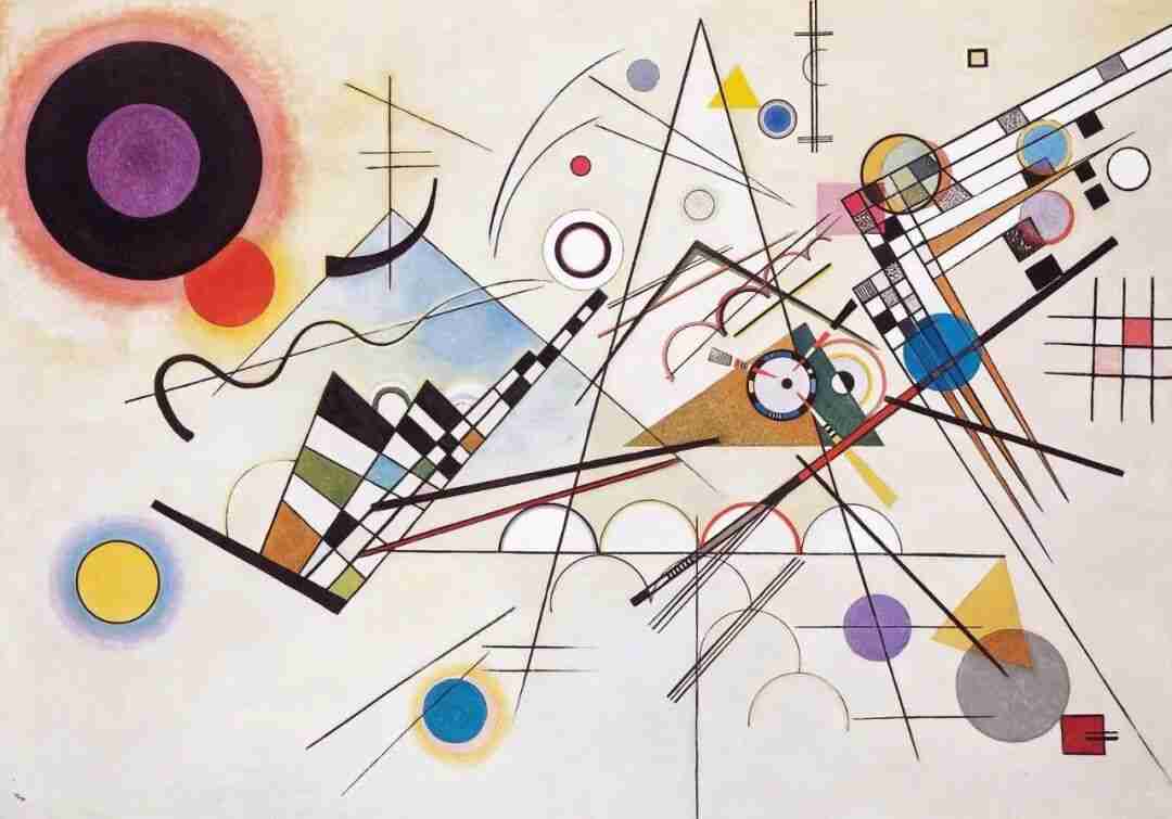 Wassily Kandinsky's Composition VIII, built from geometric shapes and bold lines