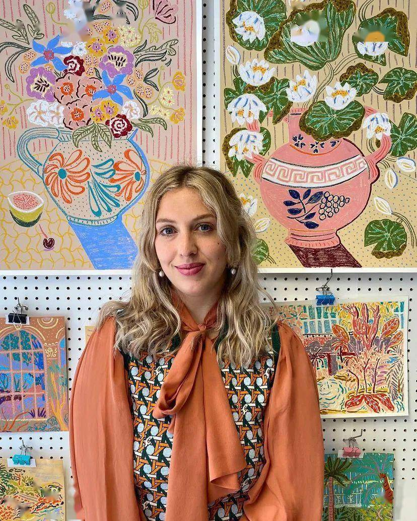 A Camilla Perkins illustration created without preliminary sketches, painted directly and intuitively onto the canvas