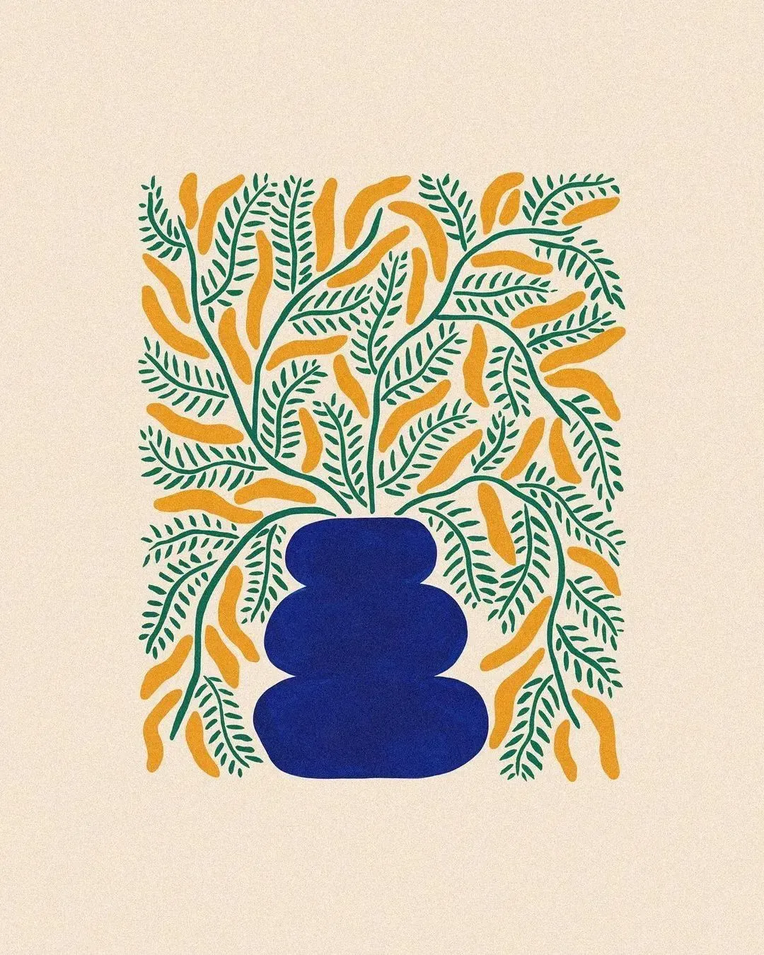 Liv Lee illustration with a light background and brightly colored botanical subject